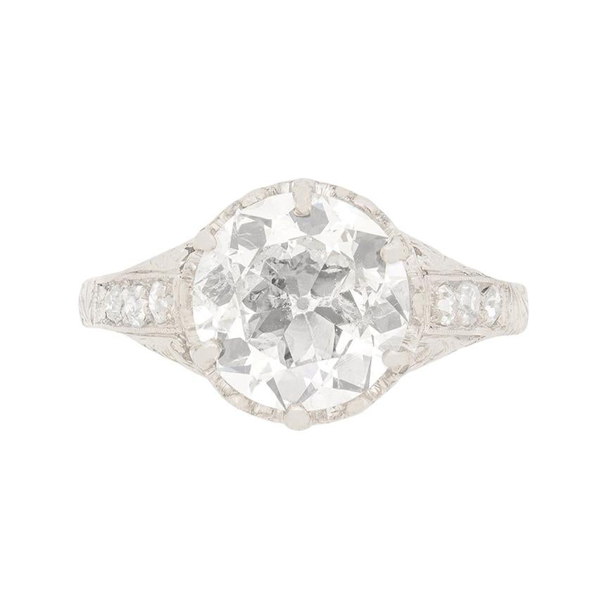 Art Deco 2.12ct Diamond Solitaire Engagement Ring, c.1920s For Sale