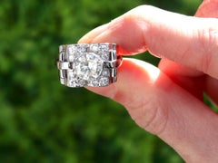 Art Deco 2.14 Carat Diamond and 18k White Gold Cocktail Ring