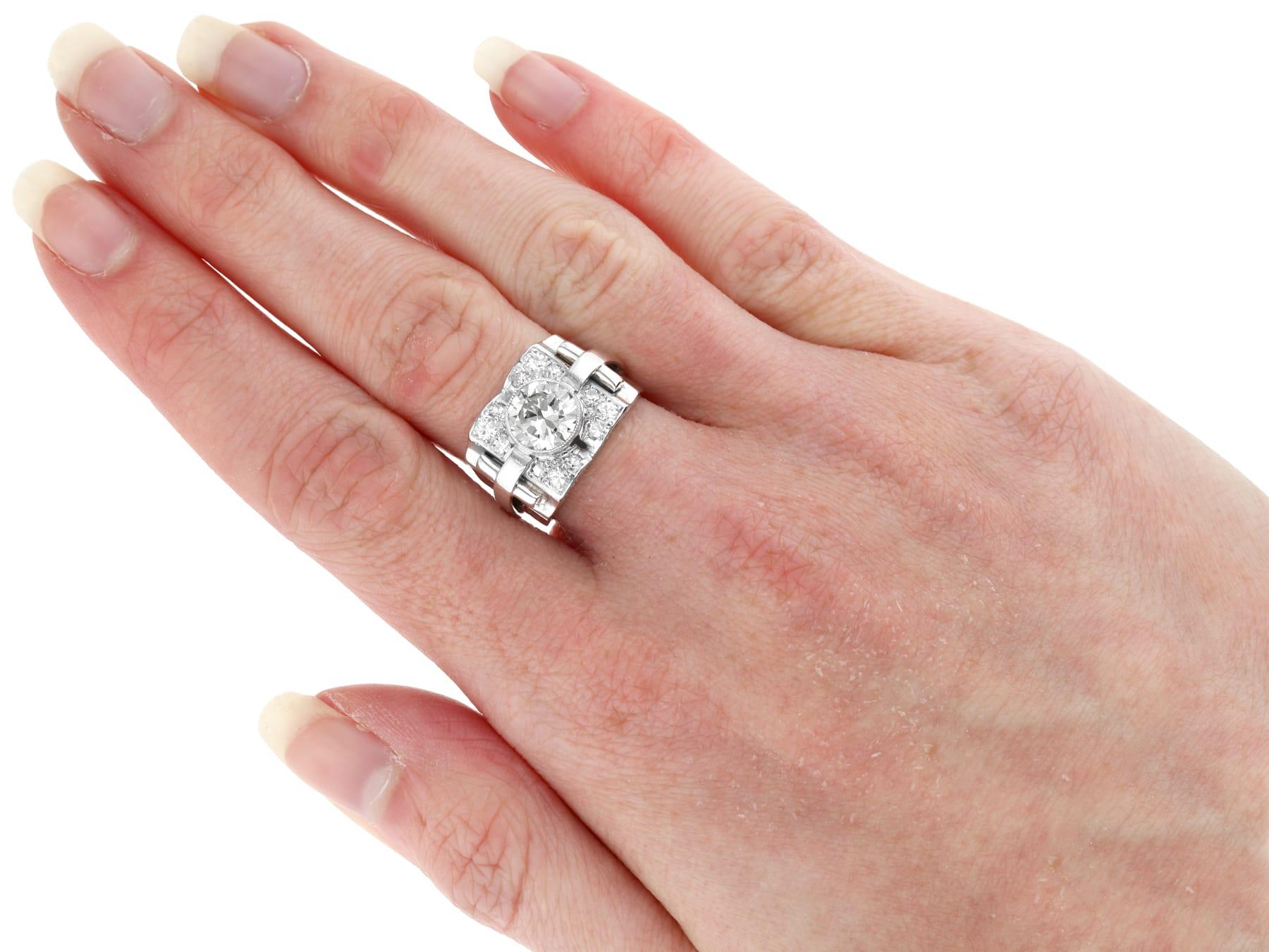 Art Deco 2.14 Carat Diamond and 18k White Gold Dress Ring For Sale 2