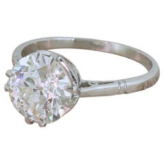 Antique Art Deco 2.15 Carat Old Cut Diamond Platinum Engagement Ring