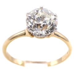 Art Deco 2.17 Carat Old European Cut Diamond Platinum Gold Engagement Ring
