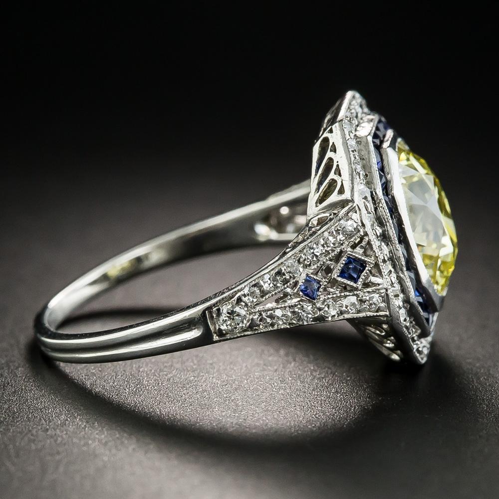 yellow diamond art deco ring