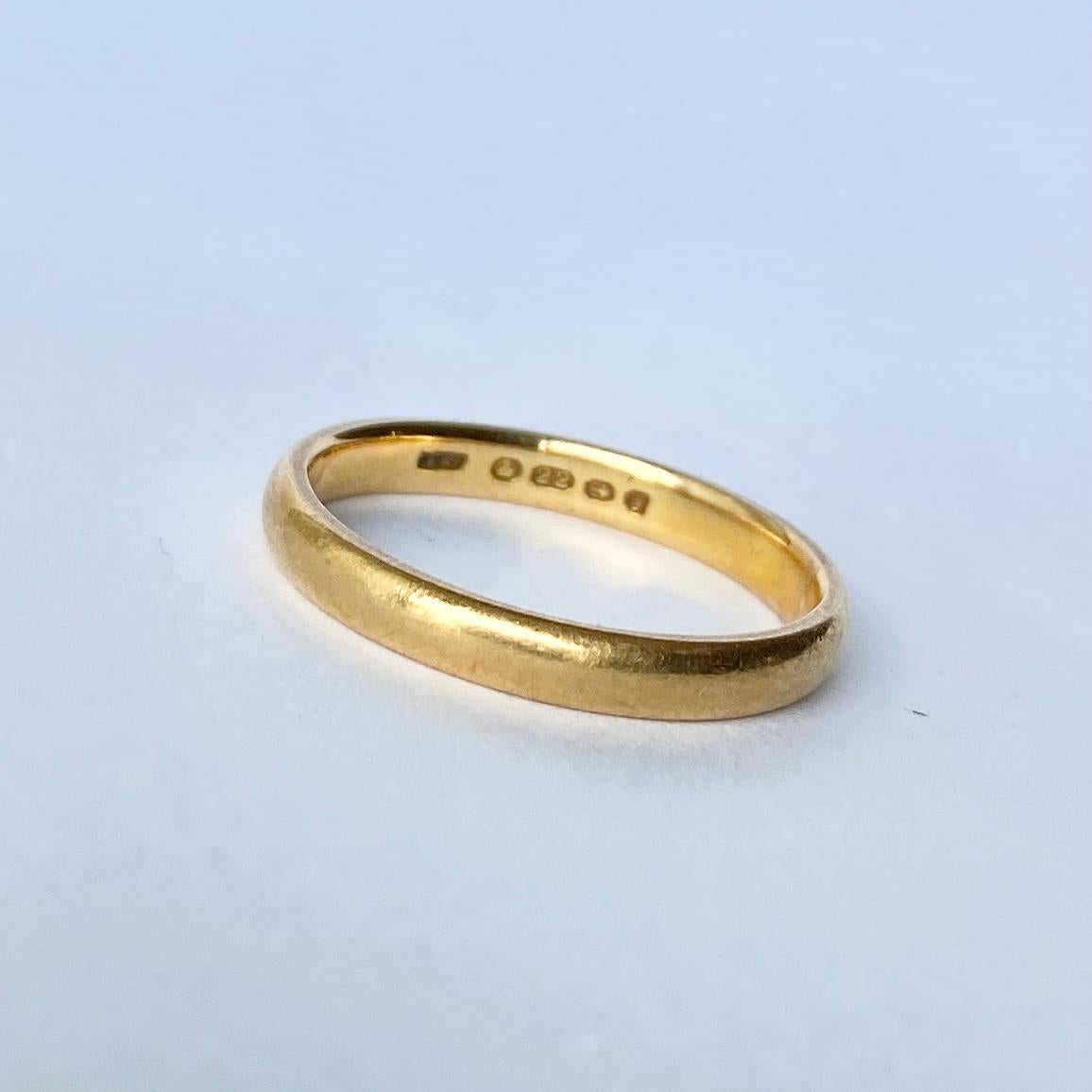 Art Deco 22 Carat Gold Wedding Band In Good Condition In Chipping Campden, GB