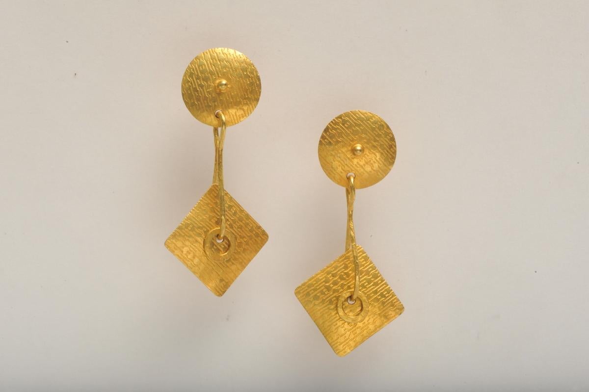 Art Deco 22 Karat Gold Dangle Earrings 1