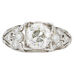 Antique Art Deco 2.20 Carat Old Mine Cut Diamond Ring