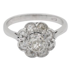 Art Deco 2.20 Carat Old Cut Diamonds Stunning Cluster Ring