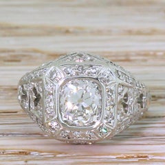 Art Deco 2.22 Carat Old Cut Diamond Cluster Ring, circa 1925