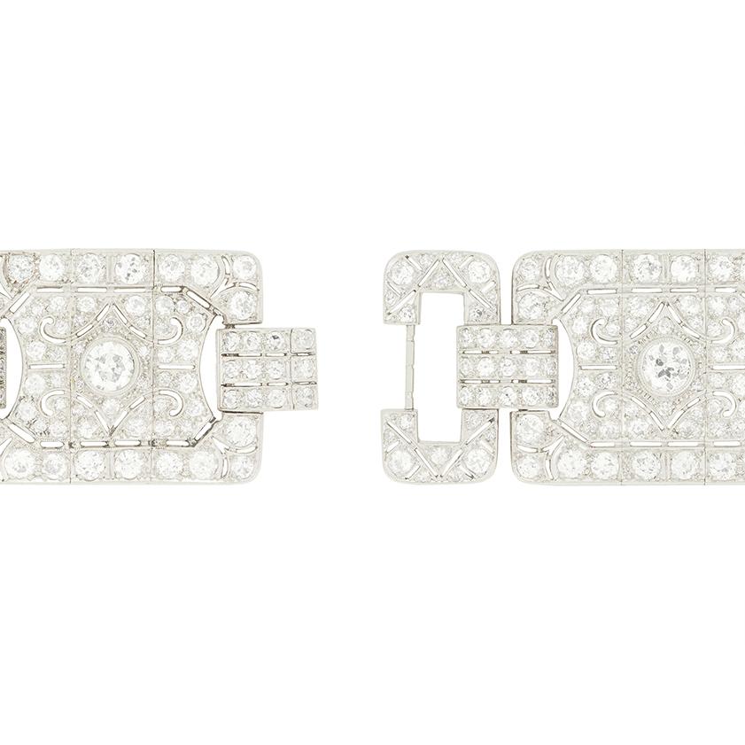 Pulsera Art Decó de diamantes de 22,20 ct, c.1920 Corte europeo antiguo en venta