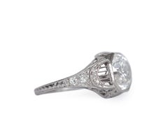 Art Deco 2.23 Carat Old European Cut Diamond Platinum Filigree Engage circa 1921