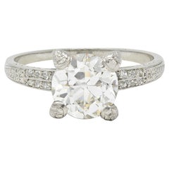 Vintage Art Deco 2.23 CTW Old European Diamond Platinum Orange Blossom Engagement Ring