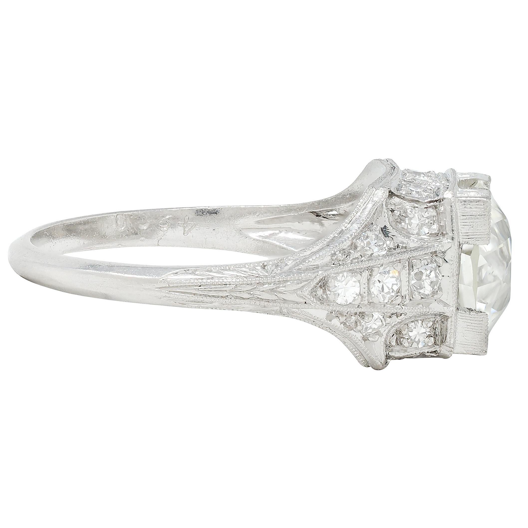 Art Deco 2.25 Karat Diamant im alteuropäischen Schliff Platin Vintage Verlobungsring GIA (Alteuropäischer Schliff) im Angebot