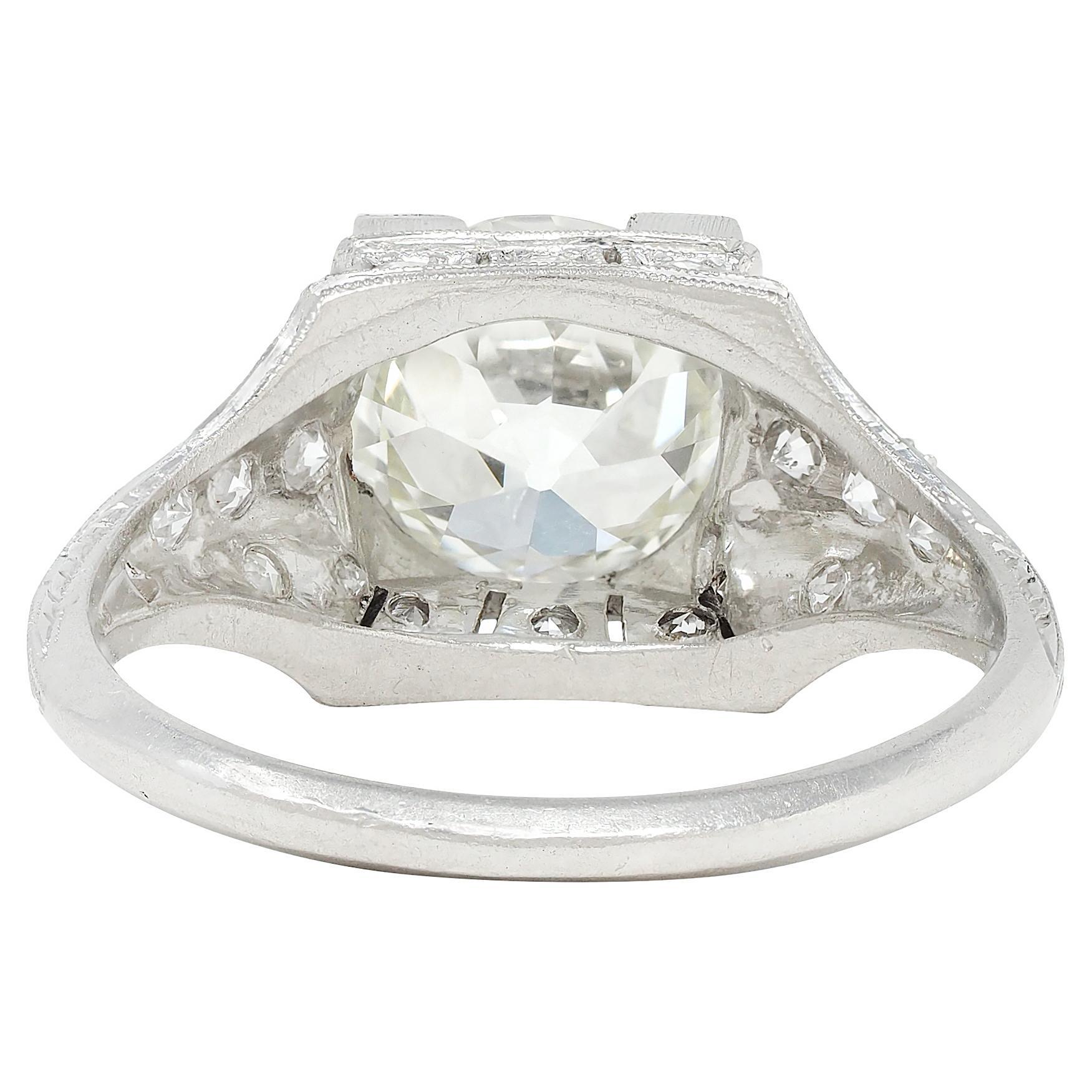 Art Deco 2.25 Karat Diamant im alteuropäischen Schliff Platin Vintage Verlobungsring GIA im Zustand „Hervorragend“ im Angebot in Philadelphia, PA