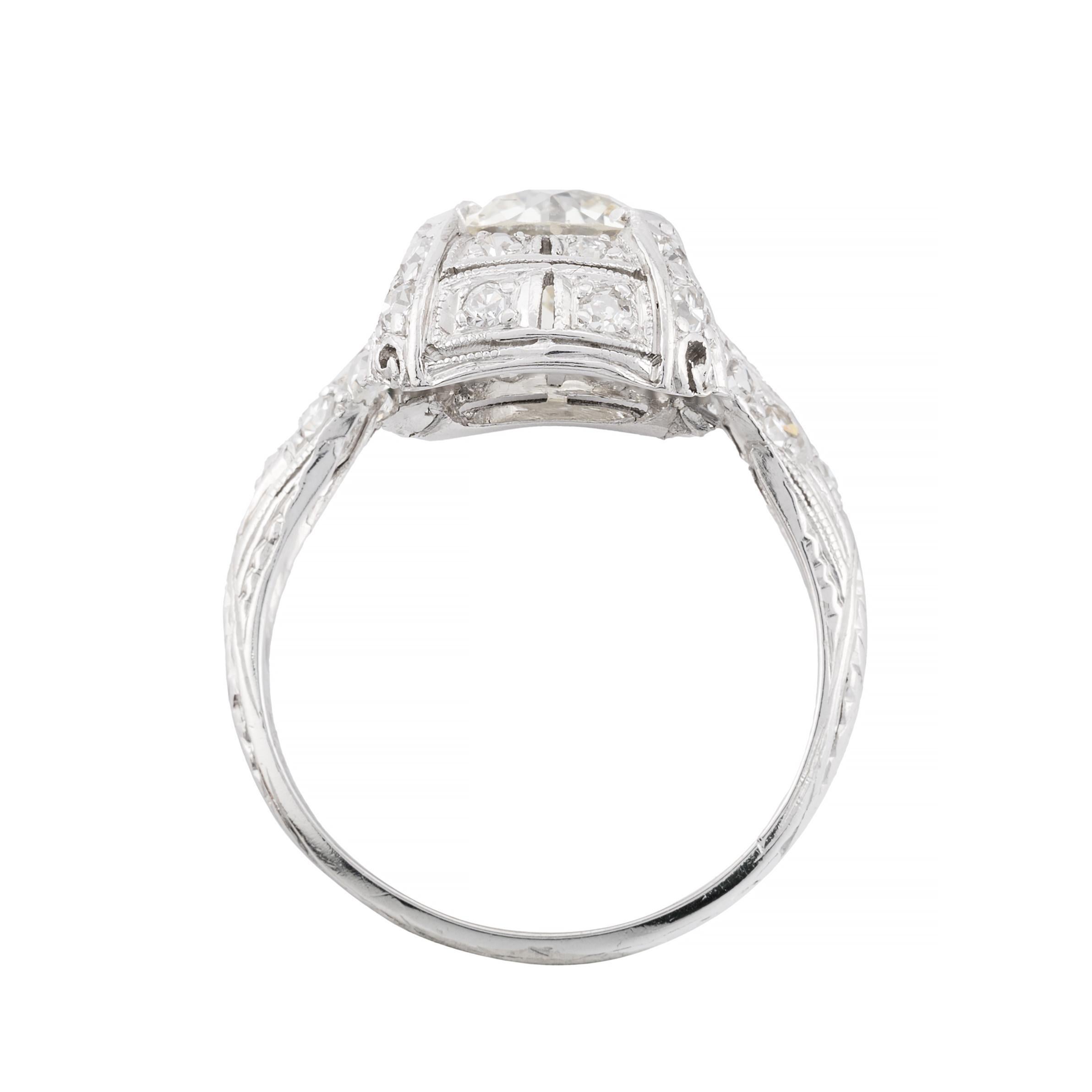 Women's Art Deco 2.25ctw Diamond Engagement Ring in Platinum For Sale