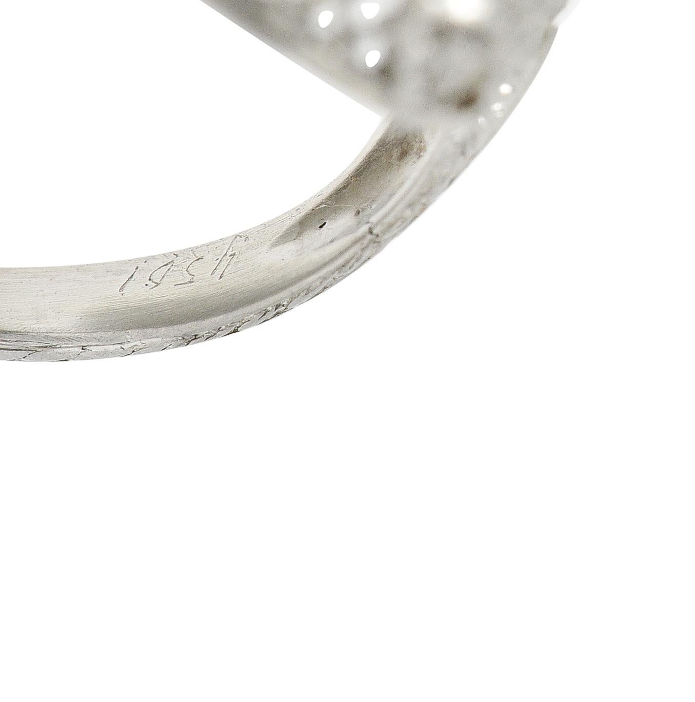 Art Deco 2.28 CTW Old European Cut Diamond Sapphire Platinum Toi Et Moi Ring For Sale 3