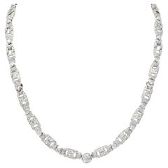 Art Deco 22.84 Carats Old European Cut Diamond Platinum Bracelet Necklace