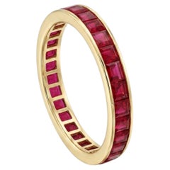 Art Deco 2.28ct Ruby Eternity Ring in 14K Yellow Gold, Unisex