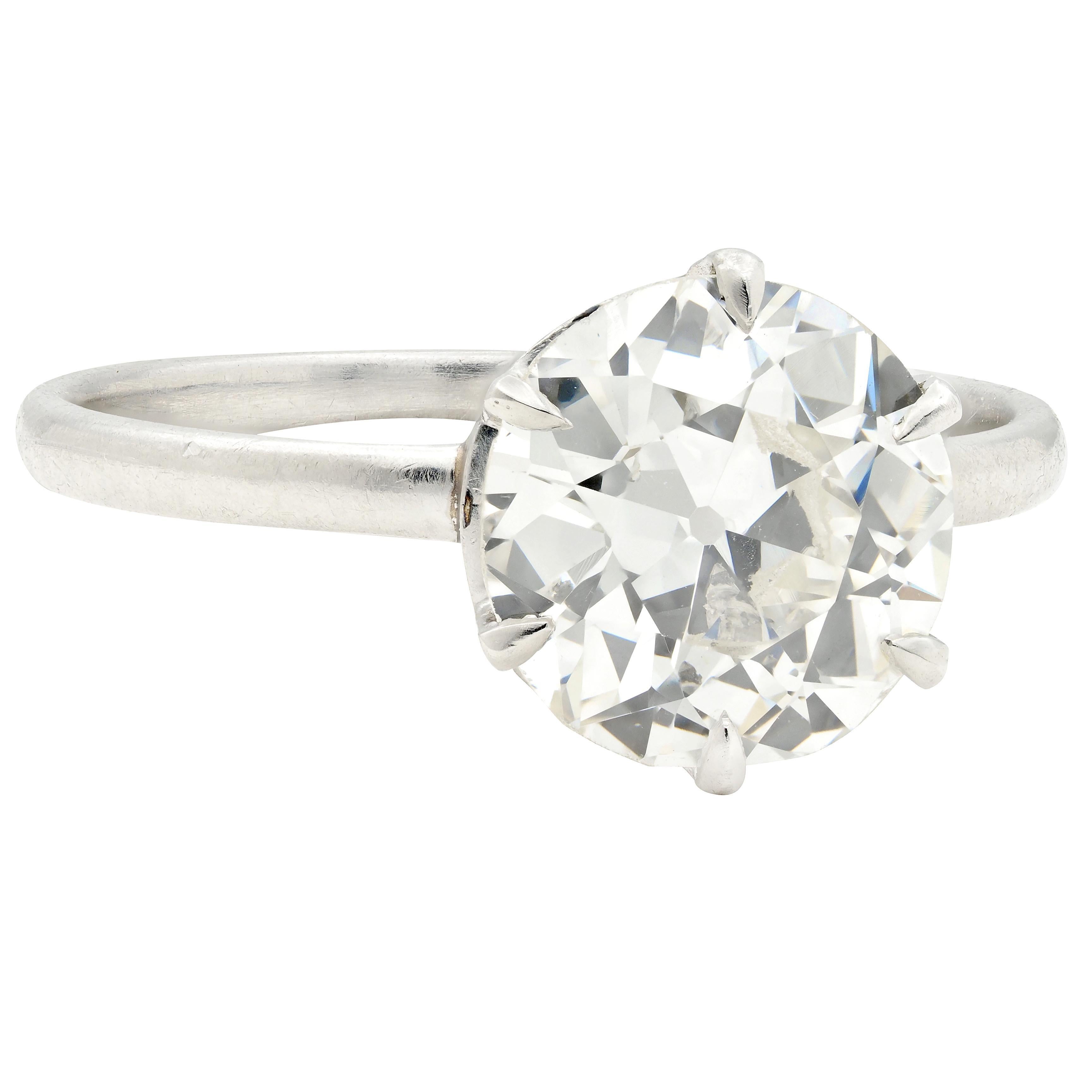 Art Déco Anello di fidanzamento solitario vintage in platino con diamante Art of Vintage 2,29 CTW GIA in vendita