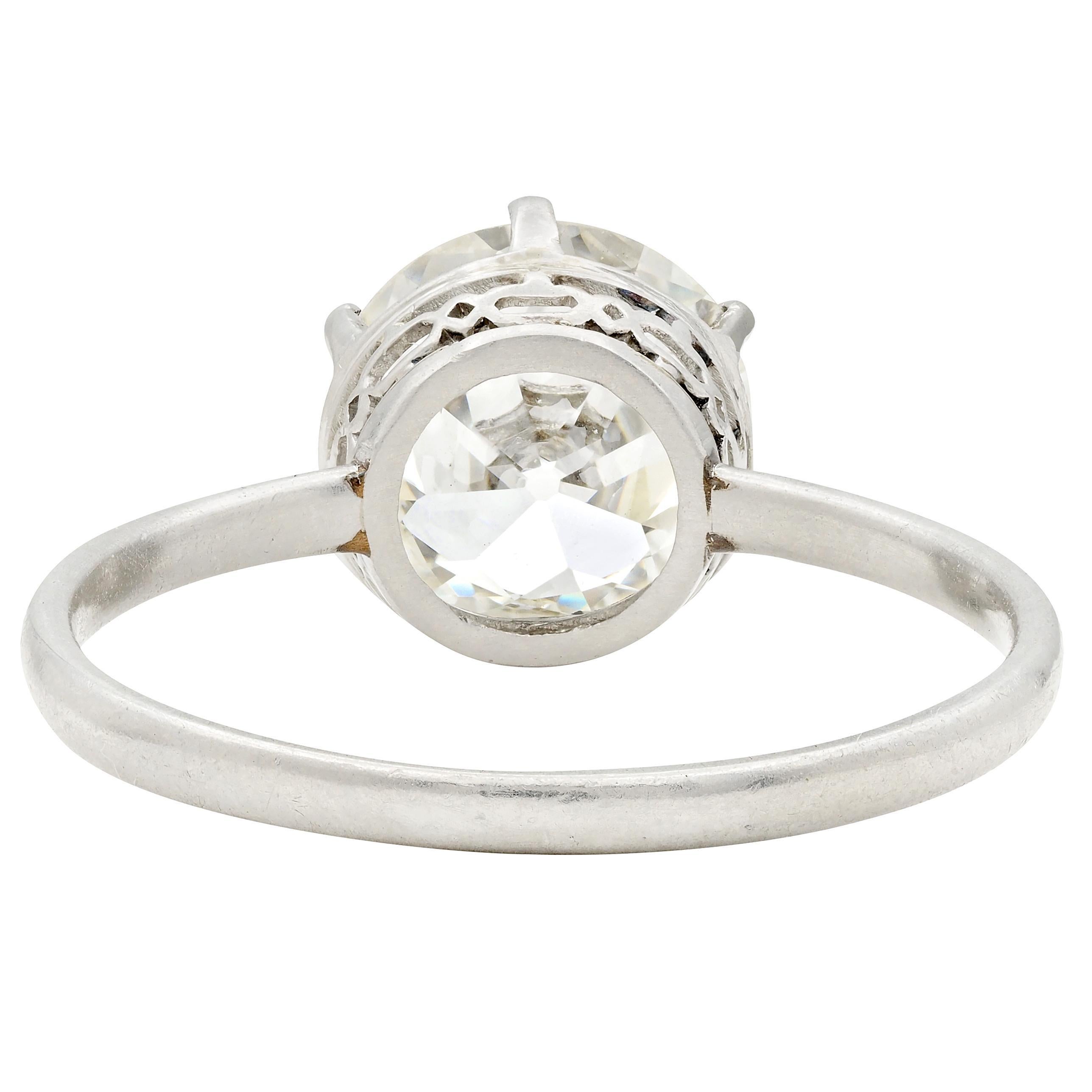 Anello di fidanzamento solitario vintage in platino con diamante Art of Vintage 2,29 CTW GIA In condizioni ottime in vendita a Philadelphia, PA