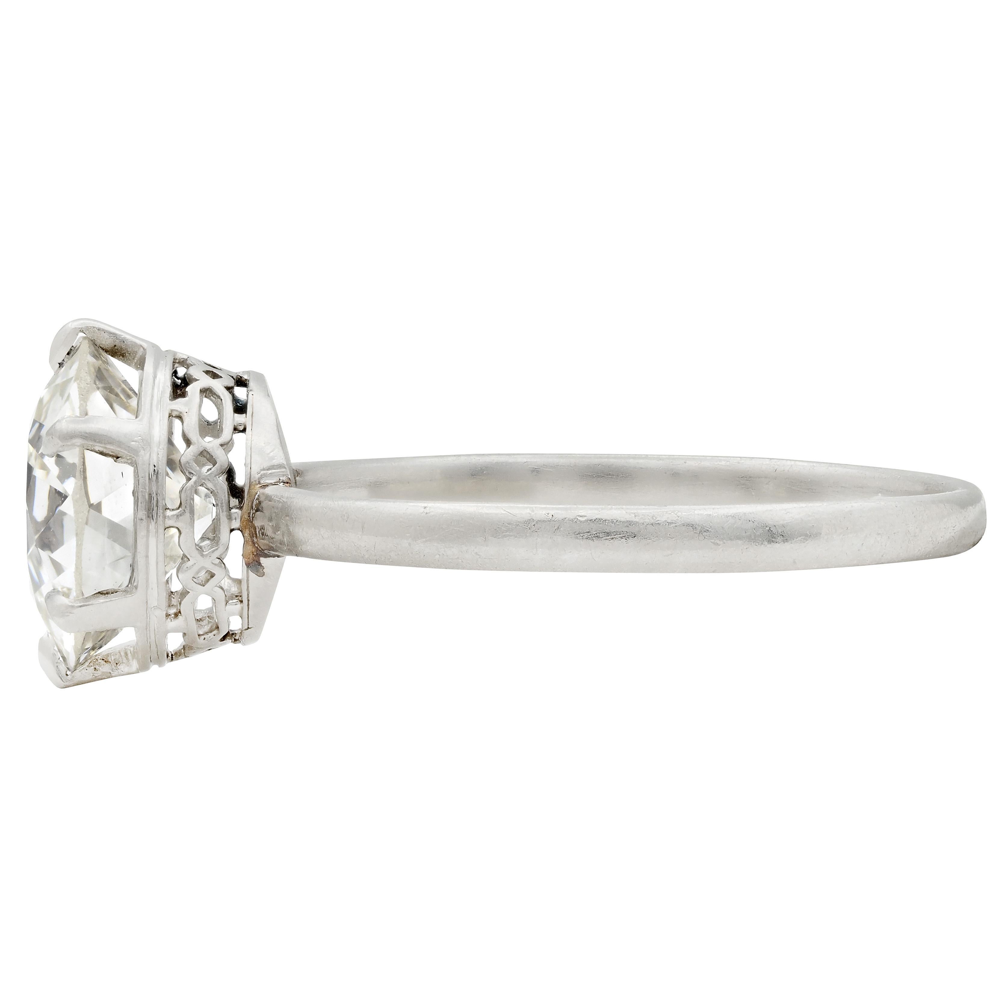 Donna Anello di fidanzamento solitario vintage in platino con diamante Art of Vintage 2,29 CTW GIA in vendita