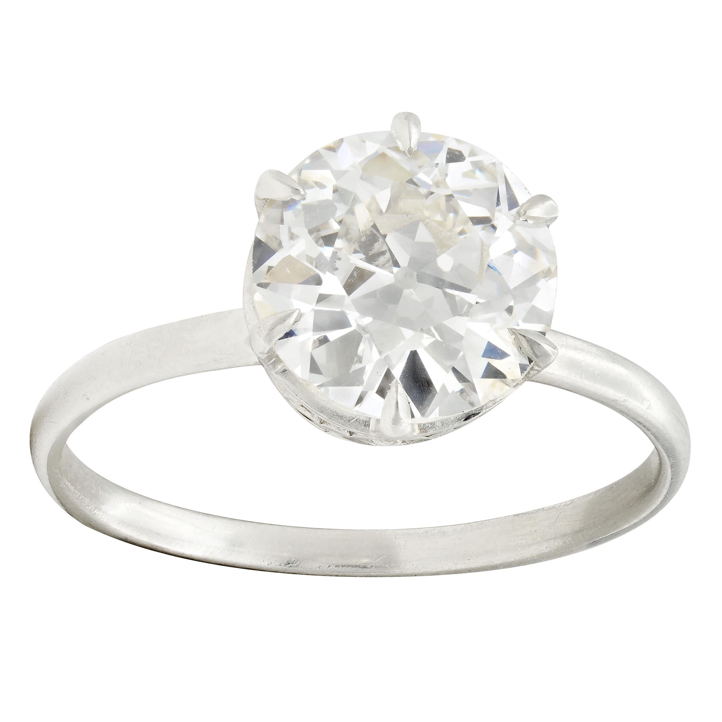 Anello di fidanzamento solitario vintage in platino con diamante Art of Vintage 2,29 CTW GIA in vendita 2