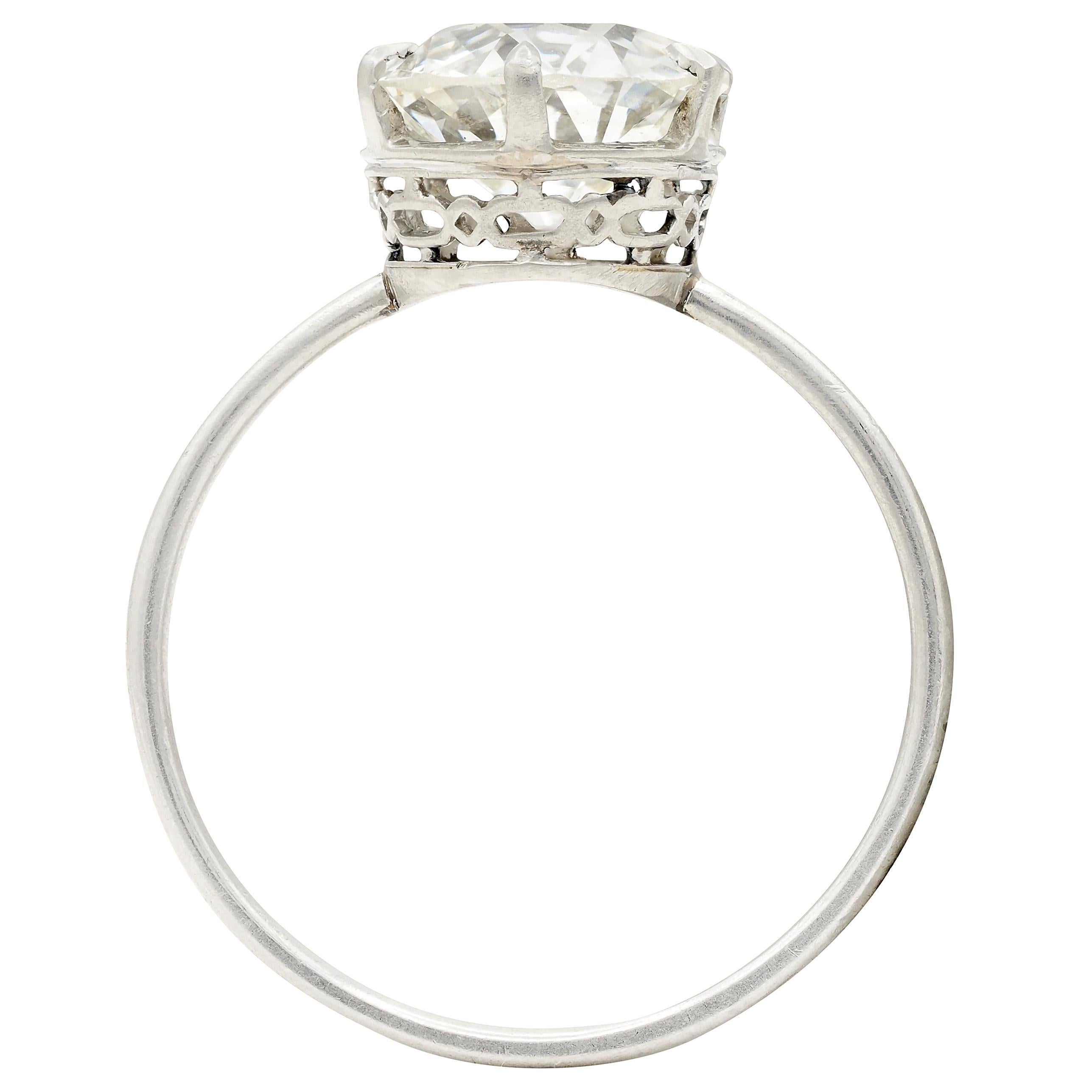 Anello di fidanzamento solitario vintage in platino con diamante Art of Vintage 2,29 CTW GIA in vendita 3