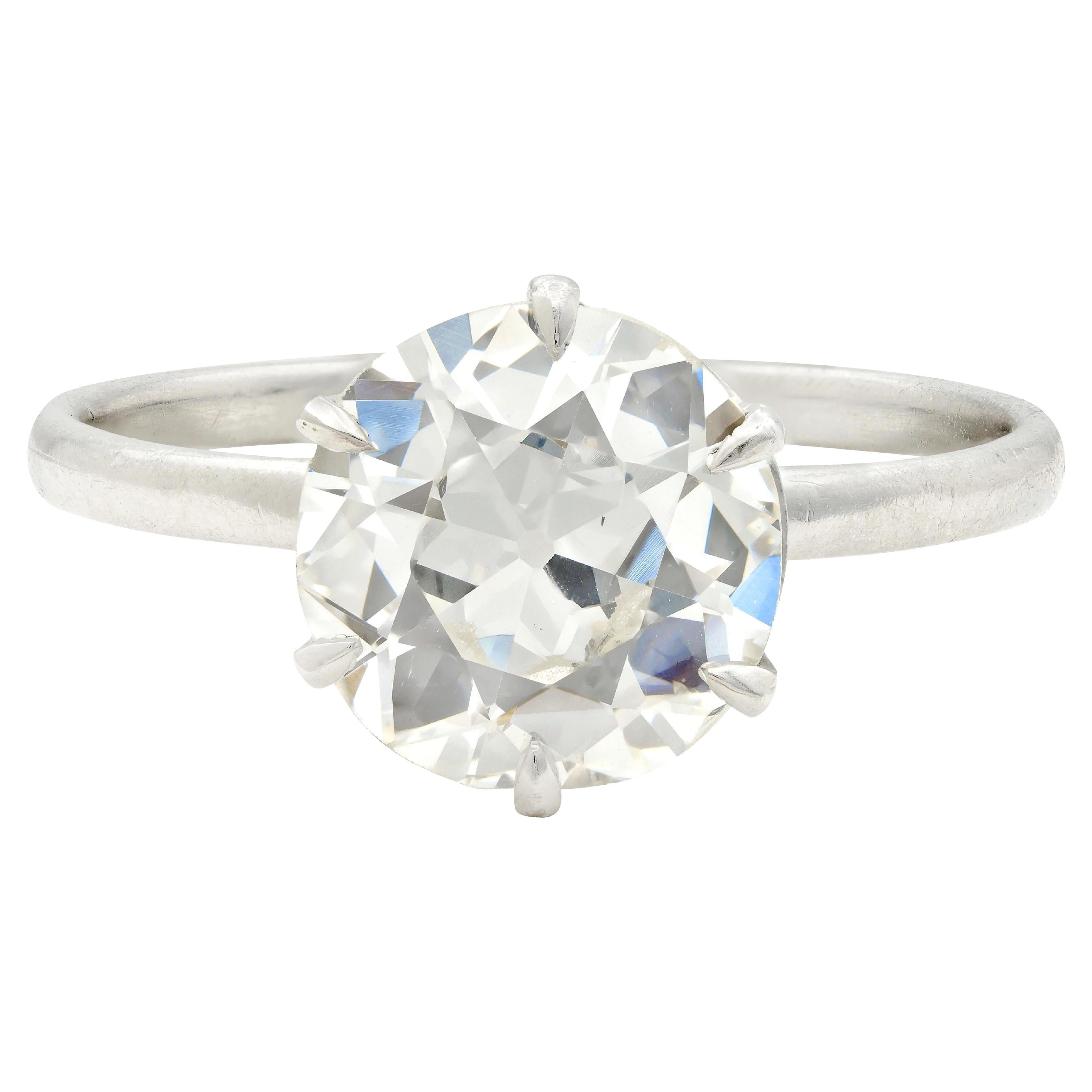 Art Deco 2.29 CTW Diamond Platinum Vintage Solitaire Engagement Ring GIA