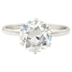 Art Deco 2.29 CTW Diamond Platinum Vintage Solitaire Engagement Ring GIA