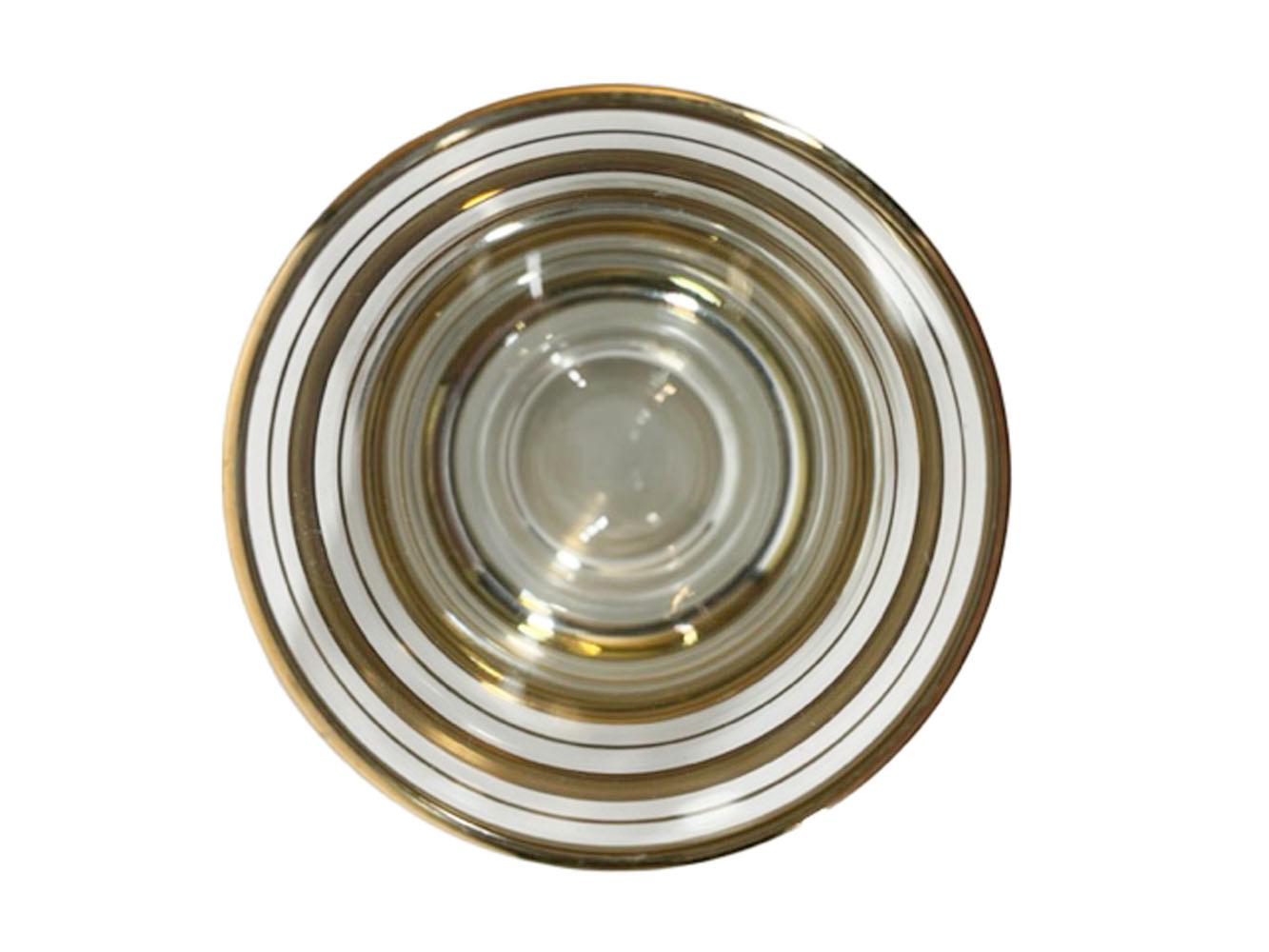 Art Deco 22k Gold Band Cocktail-Gläser, 6 Old Fashioned Gläser, 6 Shot-Gläser (Glas) im Angebot