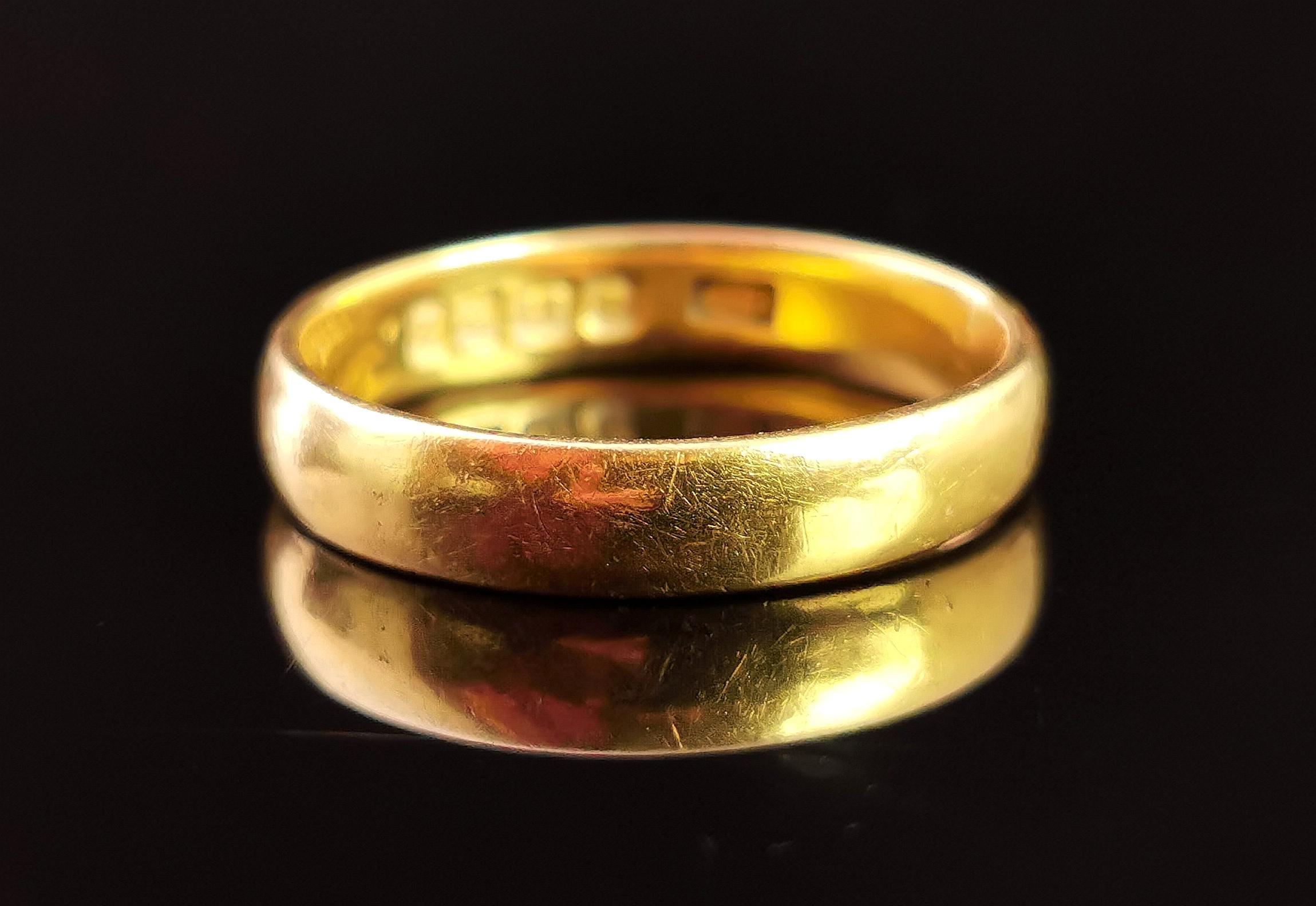 Art Deco 22k Yellow Gold Wedding Band Ring 3