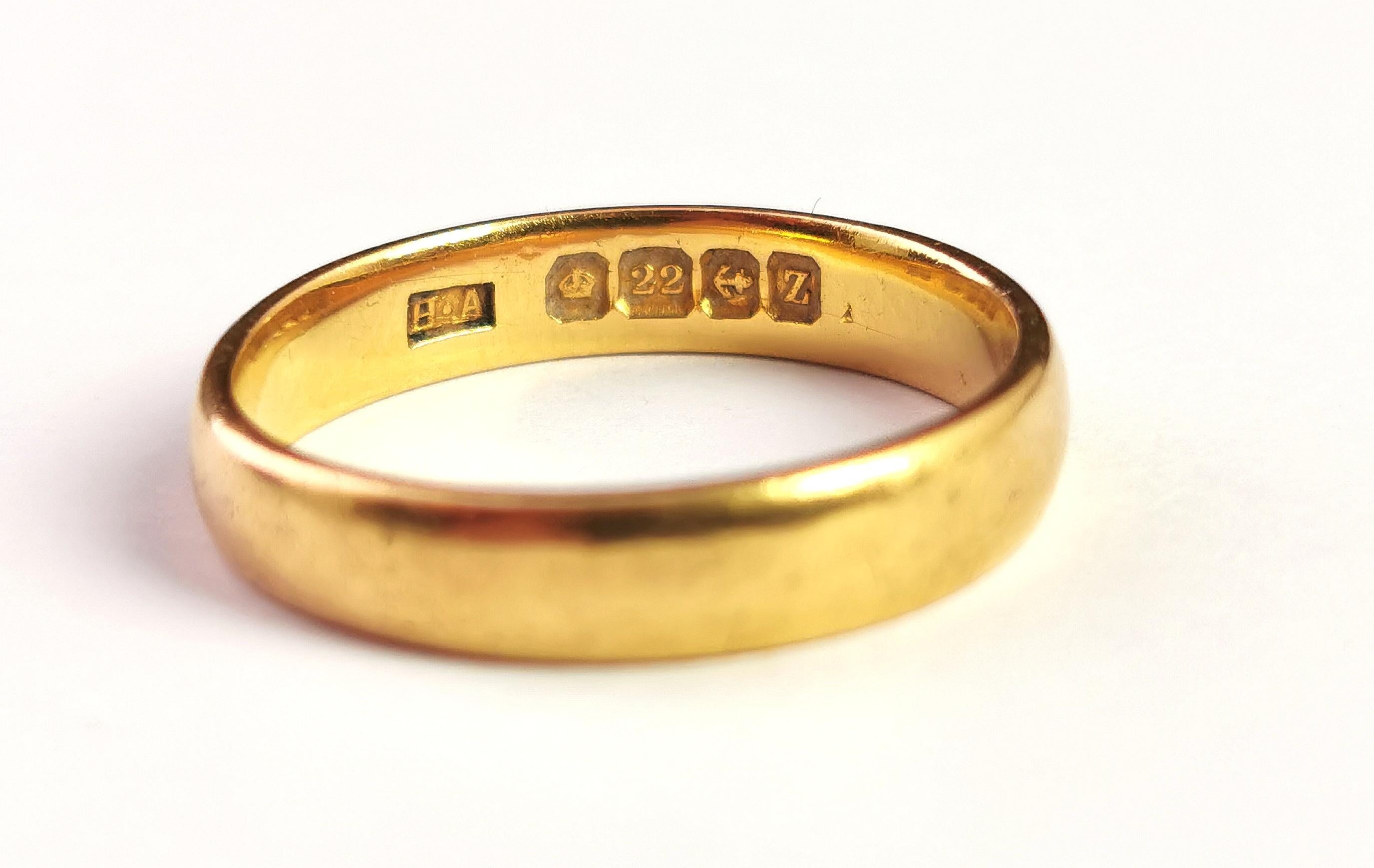 Art Deco 22k Yellow Gold Wedding Band Ring 4