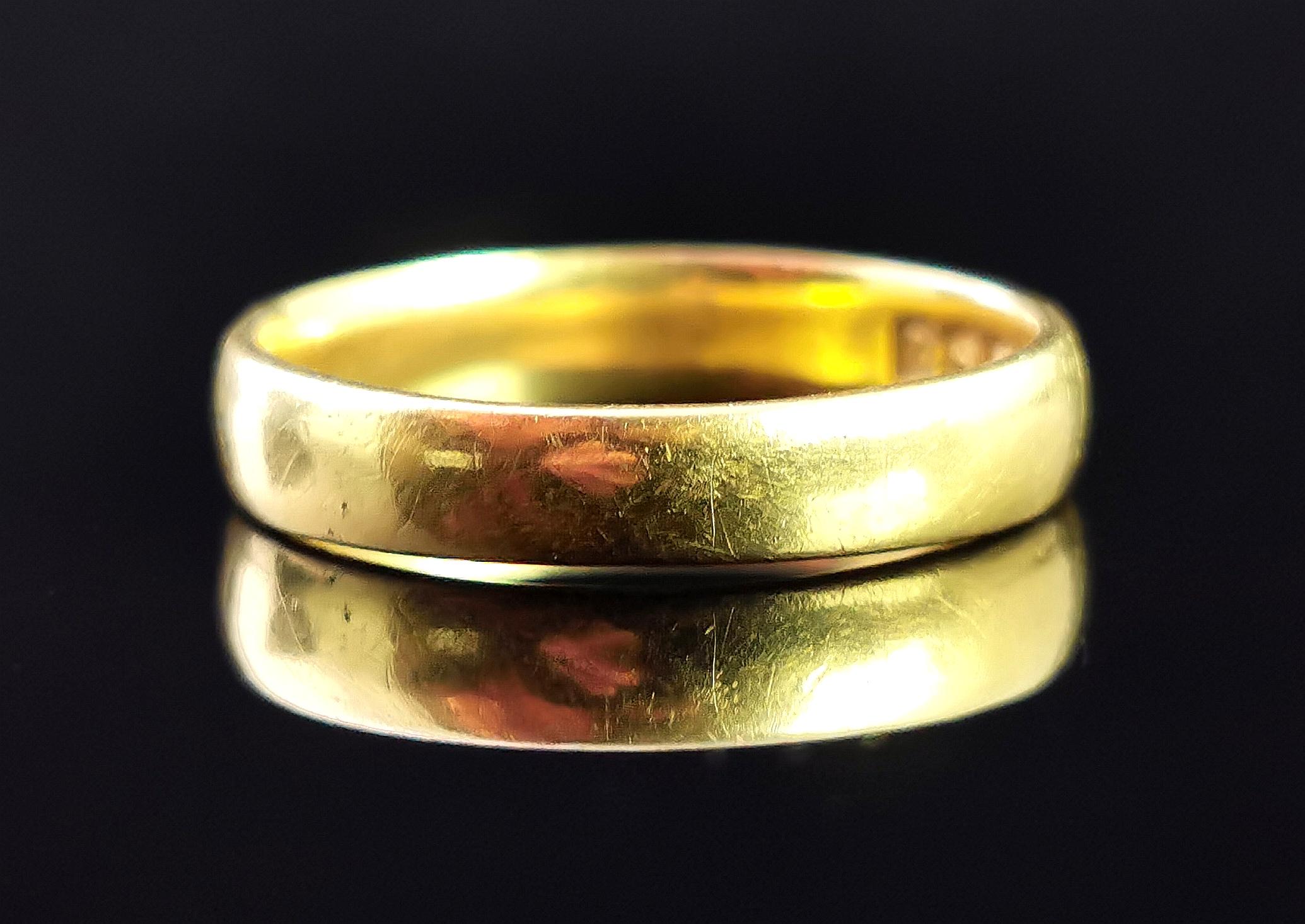 Art Deco 22k Yellow Gold Wedding Band Ring 2