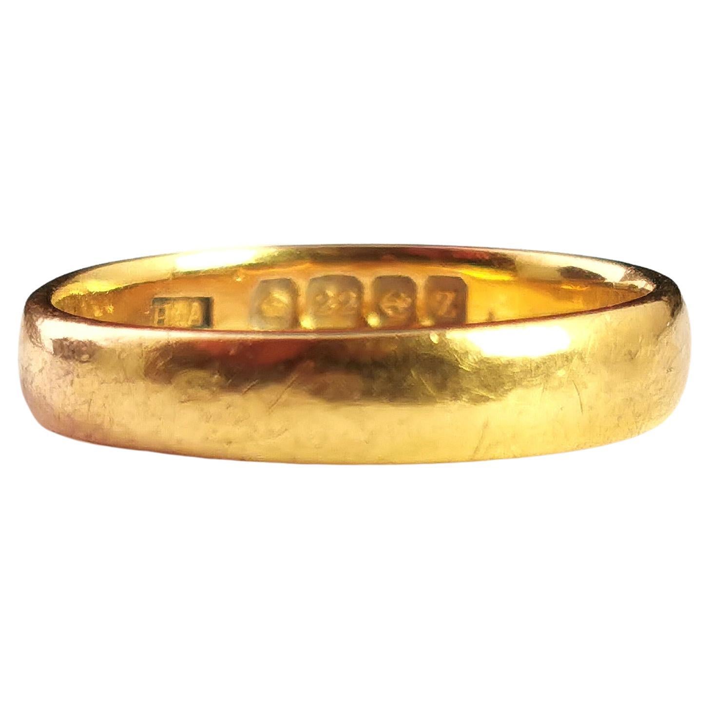 Art Deco 22k Yellow Gold Wedding Band Ring