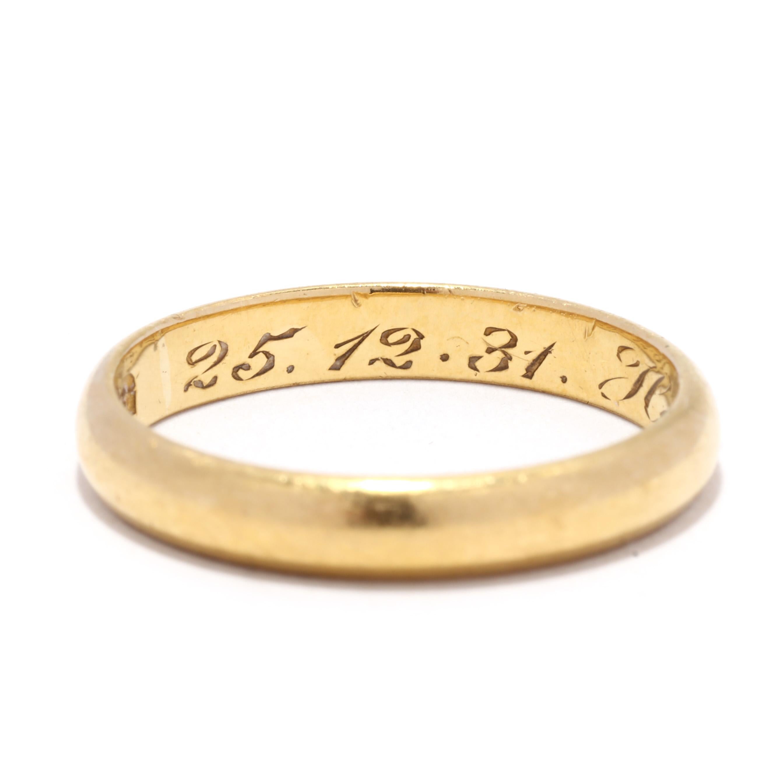 Art Deco 22KT Gelbgold Ehering im Zustand „Gut“ in McLeansville, NC