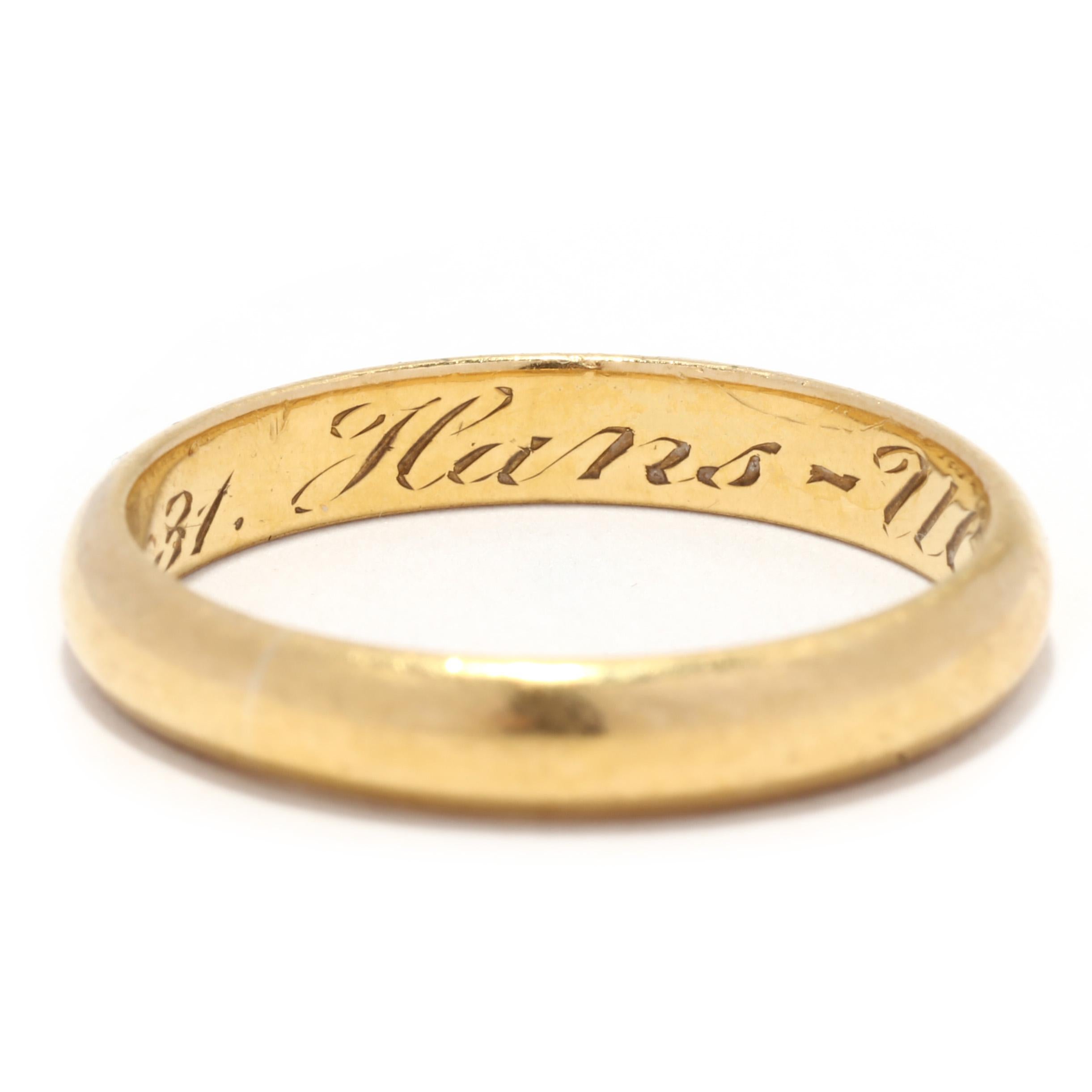 Art Deco 22KT Gelbgold Ehering für Damen oder Herren
