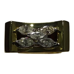 Art Deco Style 2.30 Carat Marquise Cut Diamond 18 Karat Gold White Gold Ring