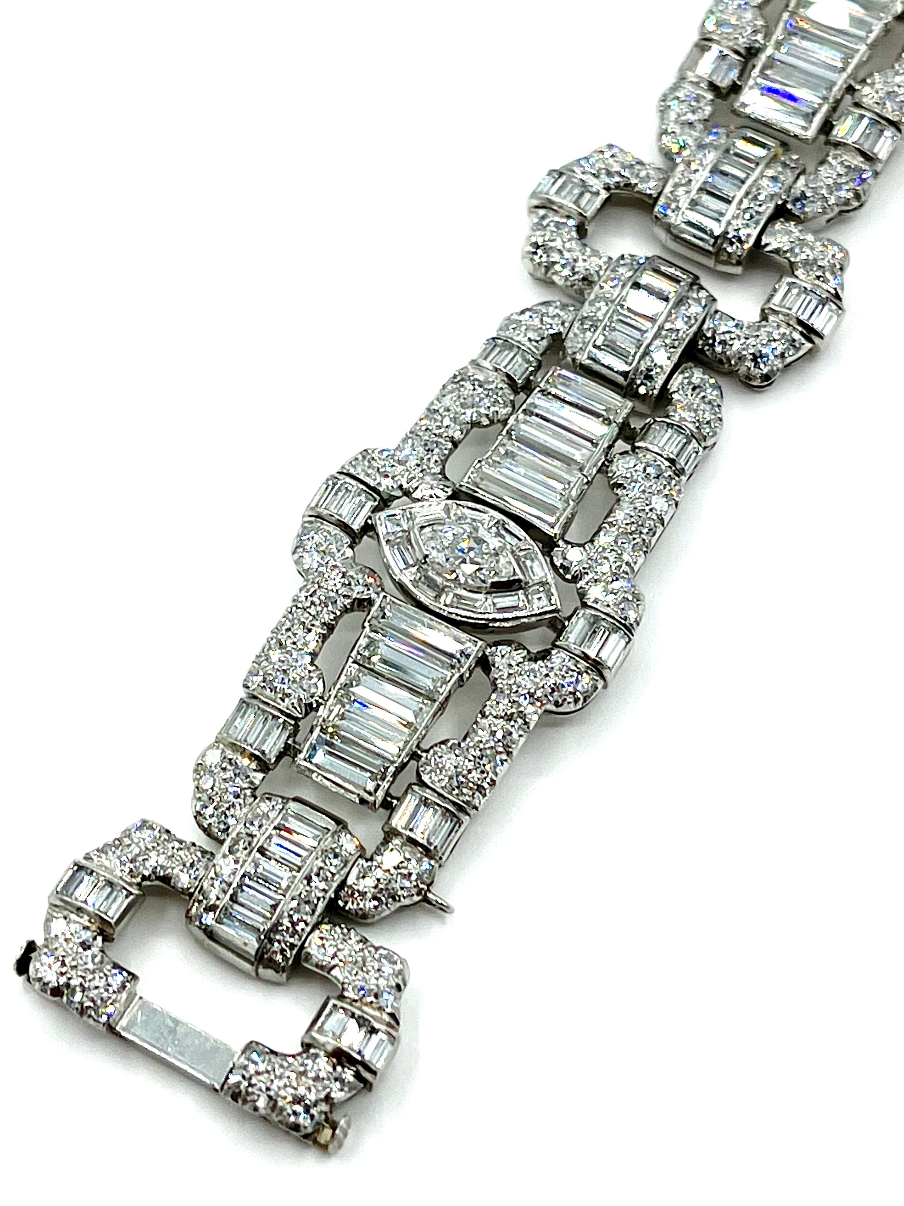 Art Deco Armband aus Platin mit 23,00 Karat verschiedenen geformten Diamanten und Platin (Art déco)
