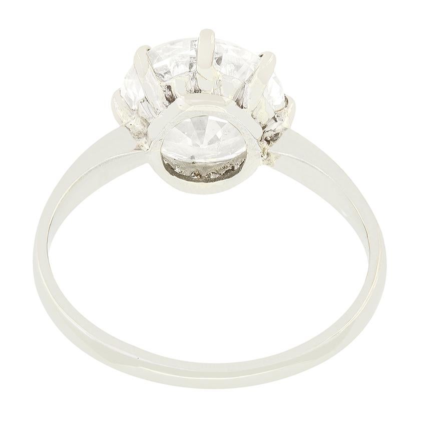 Taglio antico europeo Anello solitario con diamante Art Deco da 2,30 carati, anni '20 circa in vendita