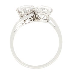 Art Deco 2.30ct Diamond Two Stone Twist Ring, c.1920s