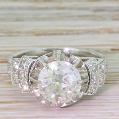 Art Deco 2.31 Carat Old Cut Diamond Platinum Engagement Ring