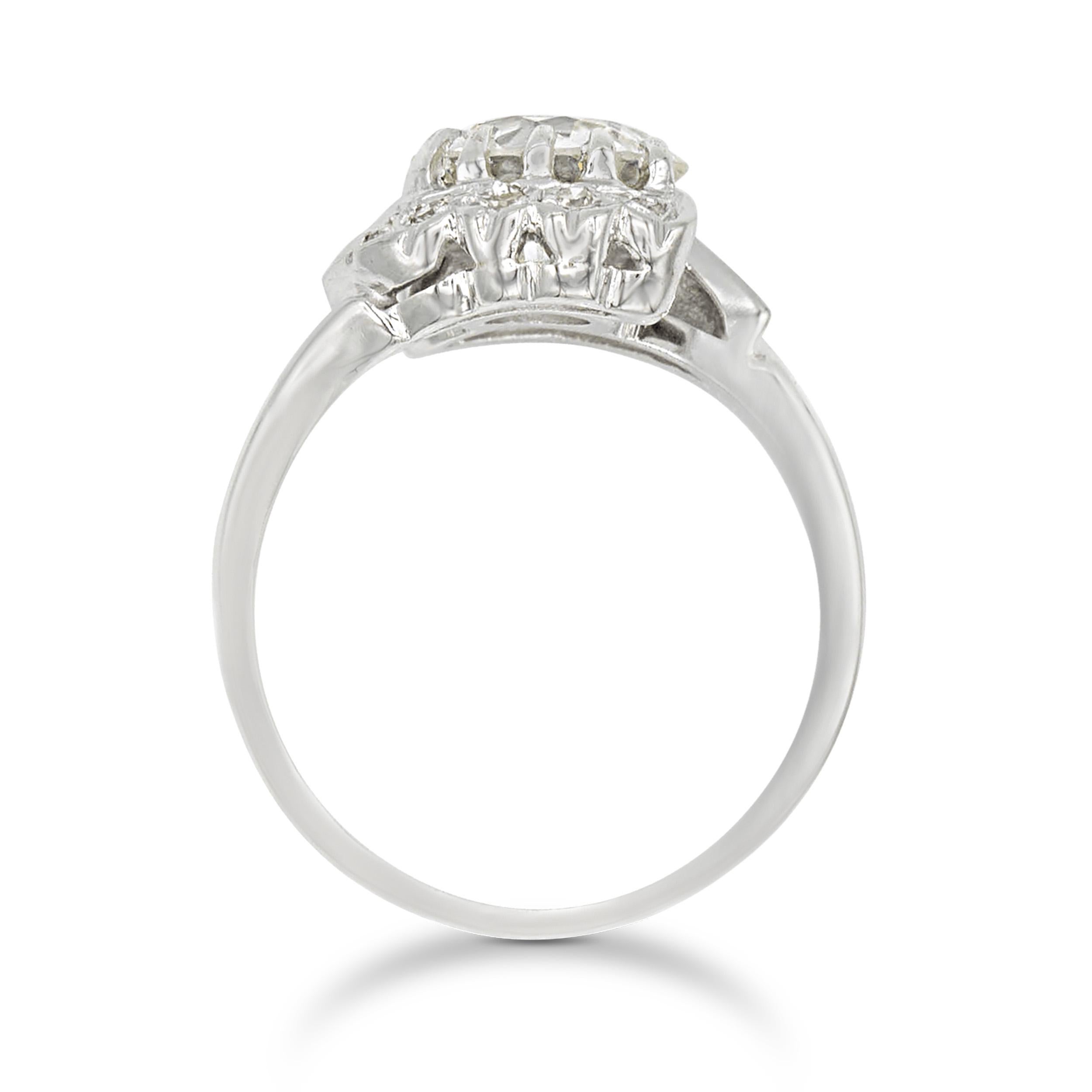 Art Deco 2.31 Ct. Diamond Bypass Engagement Ring GIA O-P VS2 in Platinum In Good Condition For Sale In New York, NY