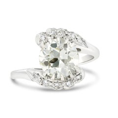 Art Deco 2.31 Ct. Diamond Bypass Engagement Ring GIA O-P VS2 in Platinum