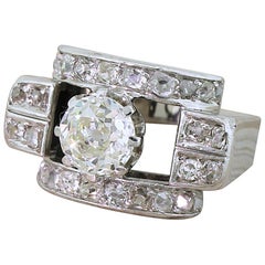 Art Deco 2.32 Carat Old Cut Diamond Cluster Ring