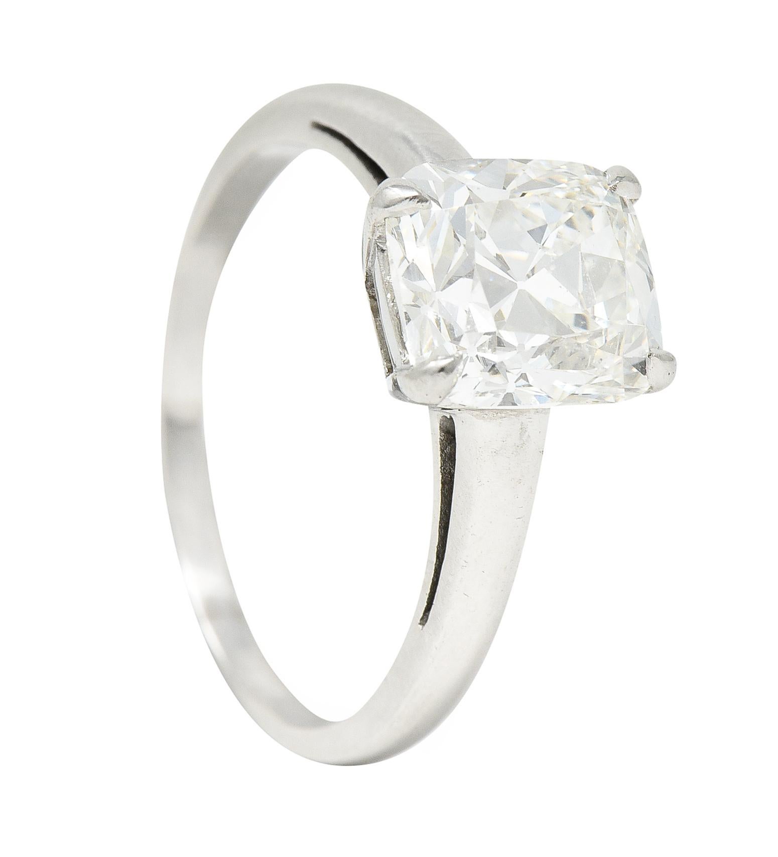 Art Deco 2.33 Carat Old Mine Cut Diamond Platinum Solitaire Engagement Ring GIA For Sale 5