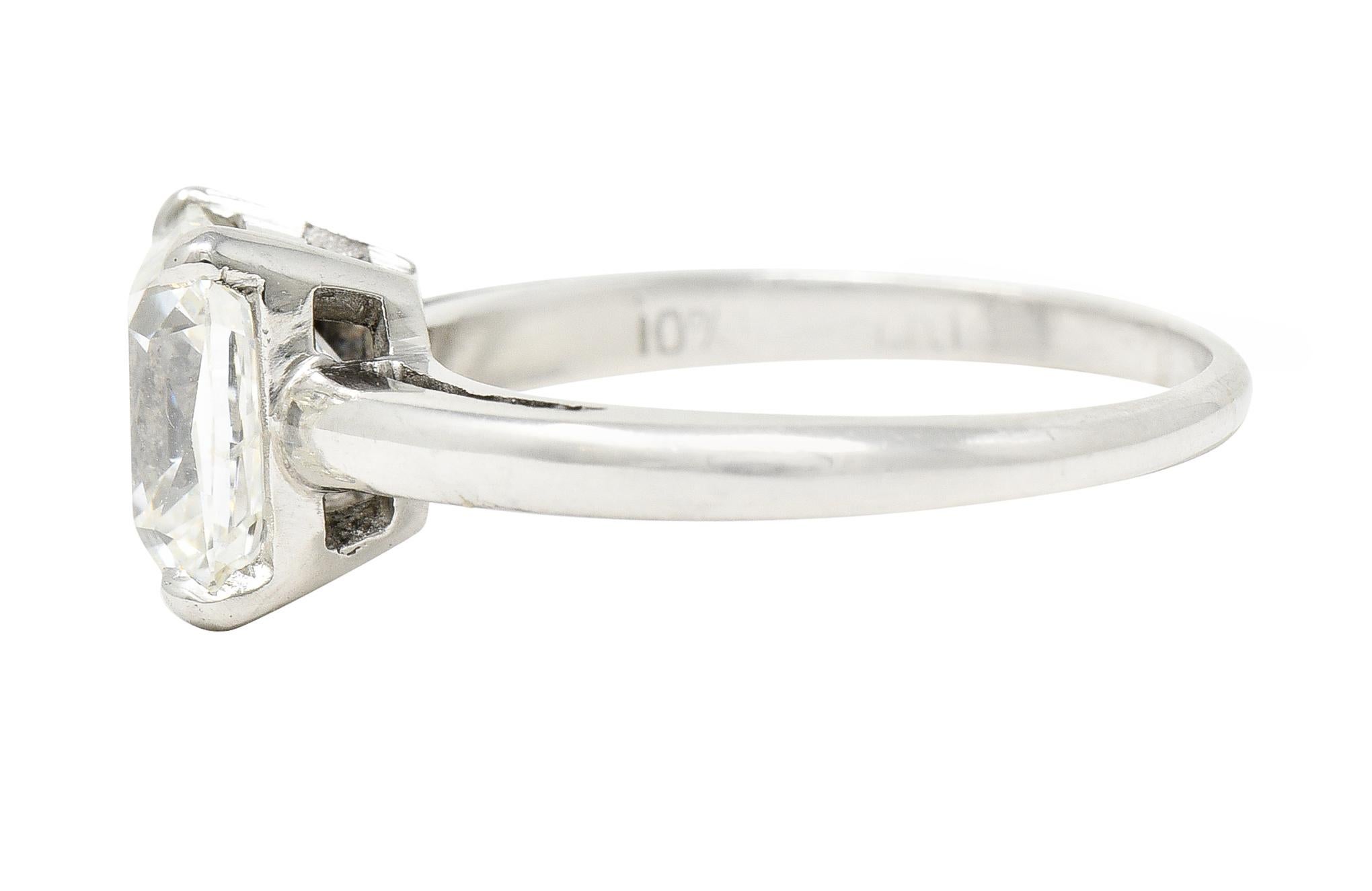 Women's or Men's Art Deco 2.33 Carat Old Mine Cut Diamond Platinum Solitaire Engagement Ring GIA For Sale