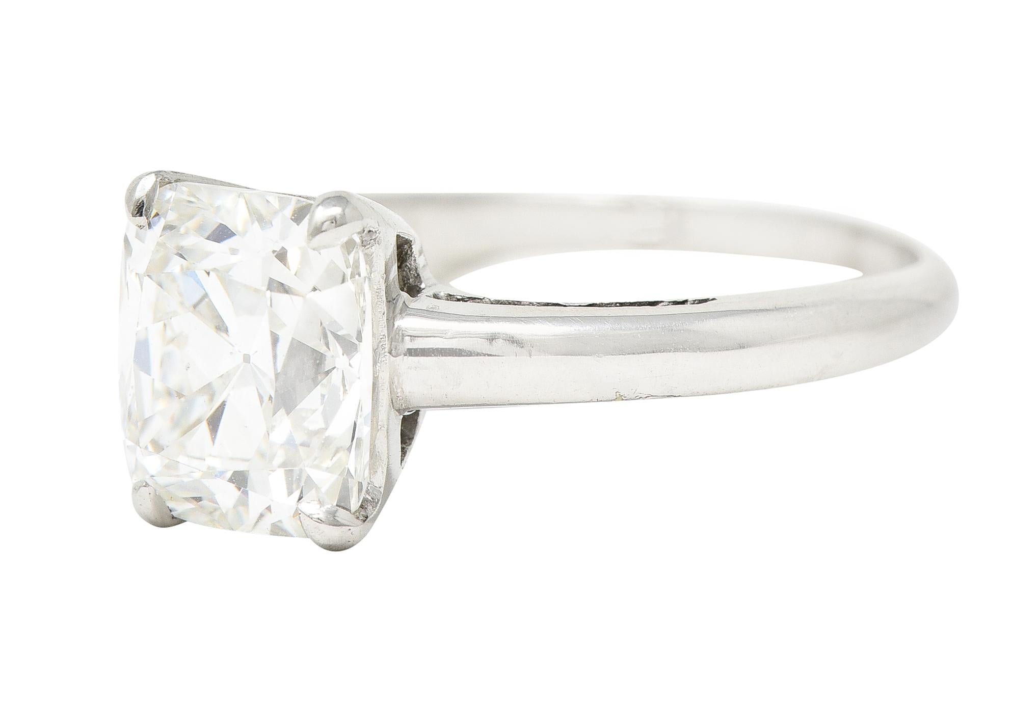 Art Deco 2.33 Carat Old Mine Cut Diamond Platinum Solitaire Engagement Ring GIA For Sale 1