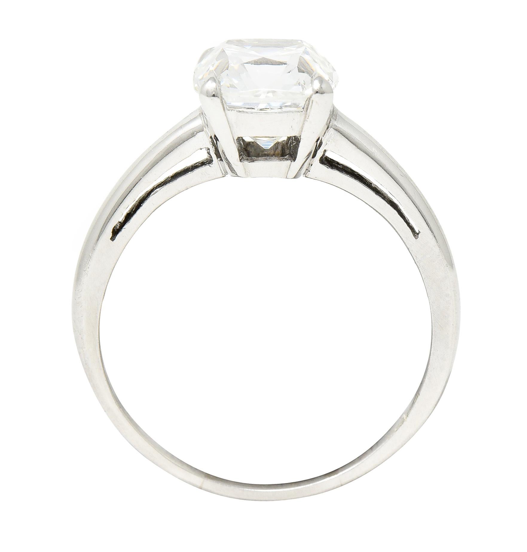 Art Deco 2.33 Carat Old Mine Cut Diamond Platinum Solitaire Engagement Ring GIA For Sale 4