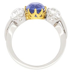 Art Deco 2.34ct Sapphire and Diamond Ring, Austrian, c.1920s