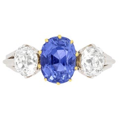 Art Deco 2.34ct Sapphire and Diamond Ring, Austrian, c.1920s