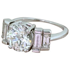 Art Deco 2.35 Carat Old Cut Diamond 18 Karat Gold Engagement Ring
