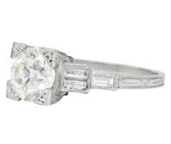 Art Deco 2.35 Carat Diamond Platinum Engagement Ring GIA